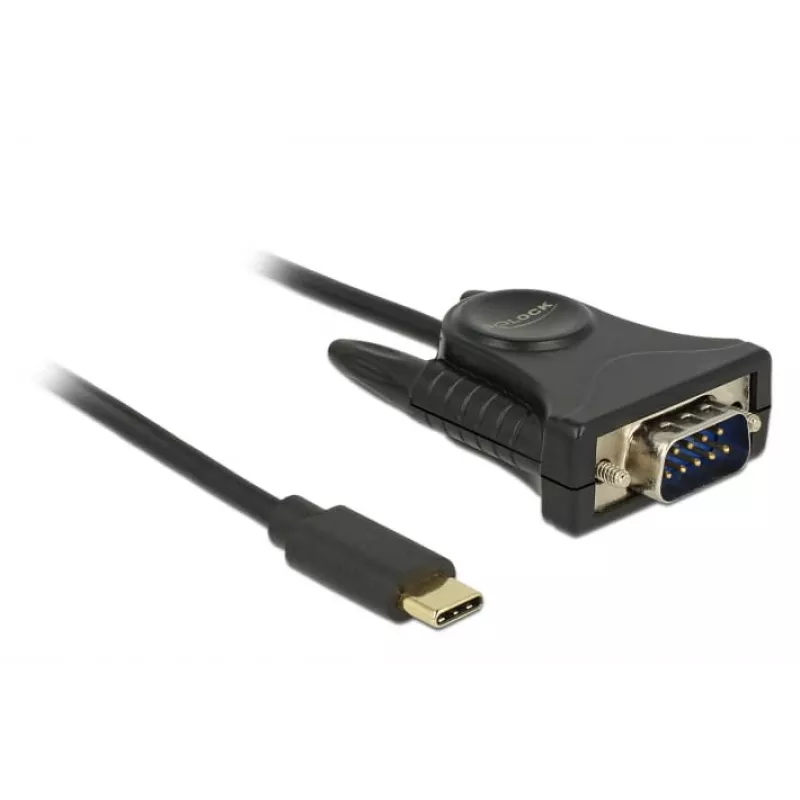 Delock 62964 Adaptador de USB-C a serie DB9 RS-232, 1,8 m, negro