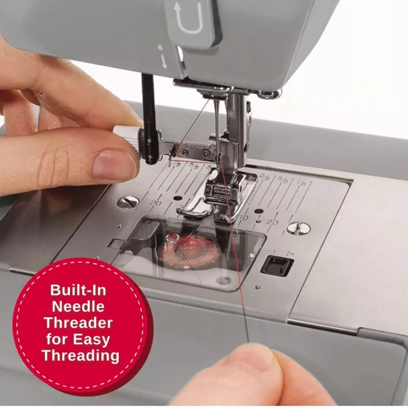 Máquina de coser SINGER Heavy Duty 4432 — eléctrica, 32 tipos de puntada, ojal en 1 paso, brazo libre, gris