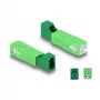Acoplador híbrido de fibra óptica SC simplex macho a LC simplex hembra verde DeLOCK