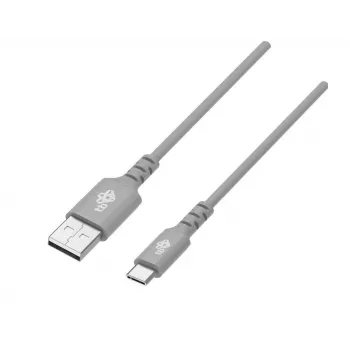 Cable USB-USB C 2 m silicona gris Quick Charge