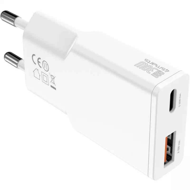 Cargador 4smarts PDPlug Duos delgado smartphone tablet blanco CA carga rápida