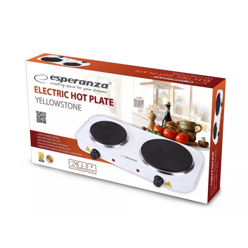 Esperanza EKH014W cocina eléctrica 2 zonas de cocción blanca