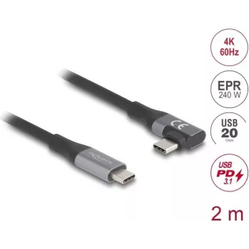 Cable USB DeLOCK 81132 2m USB C negro 20 Gbit/s