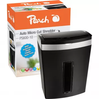 Destructora de documentos Peach PS600-10 Triturado microcorte 63 dB Negro, Plata
