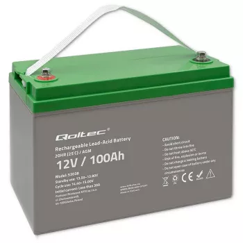 Batería AGM Qoltec 53038 | 12V | 100Ah | máx 1200A