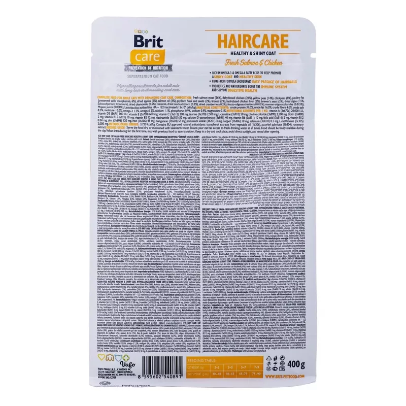 BRIT Care Grain Free Haircare Healthy & Shiny Coat - comida seca para gatos - 400 g