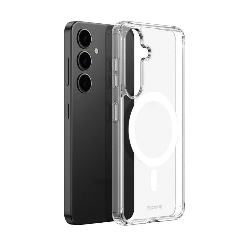 Funda MagSafe transparente Crong para Samsung S25+ (modelo CRGCSHMSGS25PTRS) — cubierta protectora transparente para el teléfono