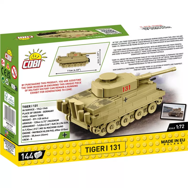 Set de construcción Cobi Tiger I 131 — 144 piezas, edad recomendada 6+, verde