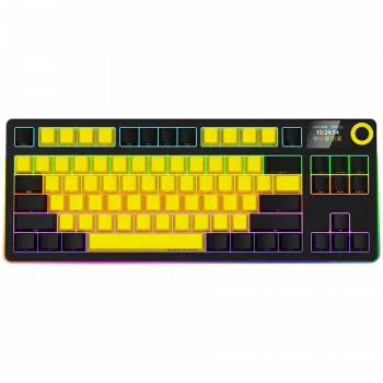 LORGAR KBP70TKLW, Teclado gaming mecánico TKL inalámbrico Pro, Negro/Amarillo, distribución EN