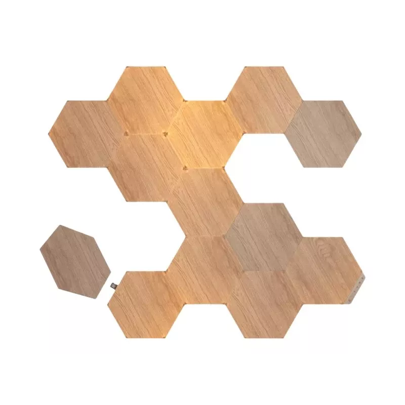 Nanoleaf | Elements Wood Look Hexagons Starter Kit (13 paneles) | Blanco frío + Blanco cálido