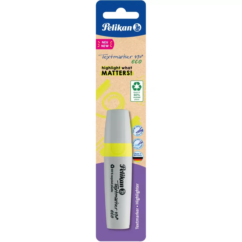 Rotulador fluorescente Pelikan 490 eco rotulador punta biselada amarillo