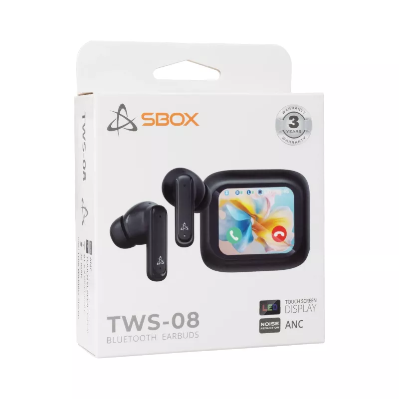 Auriculares SBOX EB-TWS08-B pantalla táctil negros
