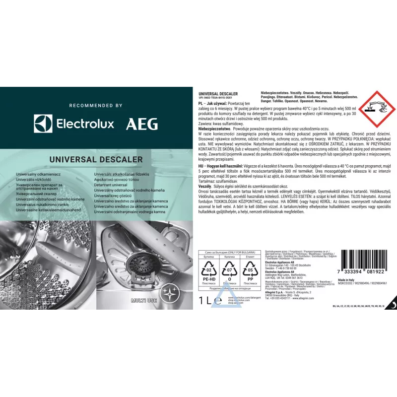 Descalcificador Electrolux M3KCD202 1 L – descalcificador líquido universal para hervidores, cafeteras, planchas de vapor