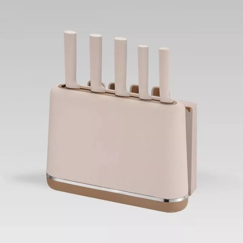 Maestro MR-1412-BEIGE juego de cuchillos con bloque + set de tablas de cortar beige
