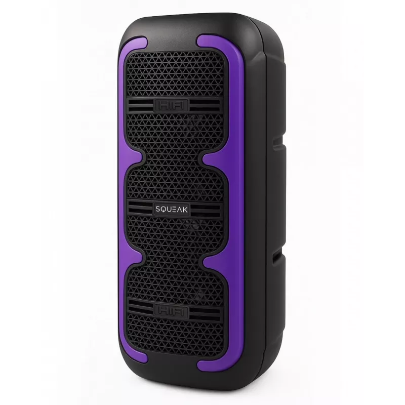 Altavoz estéreo portátil SQUEAK SQ1009 – Bluetooth 5.3, 45 W RMS, 10 h de autonomía, FM, USB, AUX, LED, 1800 mAh, negro