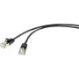 Renkforce RF-4538184 Cable de red RJ45, cable de conexión CAT 8.1 F/FTP 25,00 cm Negro ultrafino, contactos chapados en oro 1 unidad (RF-4538184)