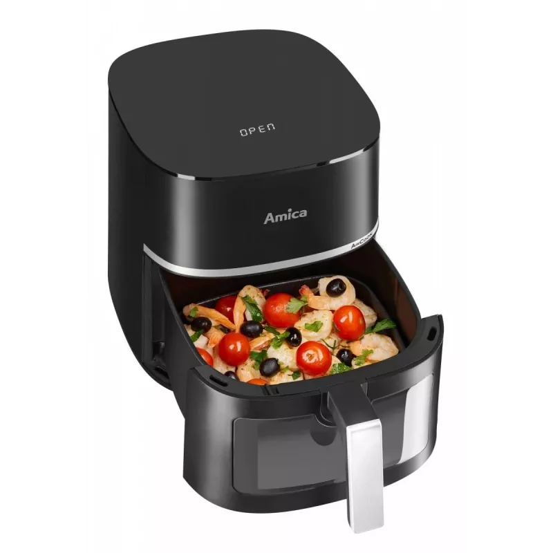 Amica AFM 6020 freidora de aire, 7,2 l, 1700 W, 10 programas, pantalla LCD, negra