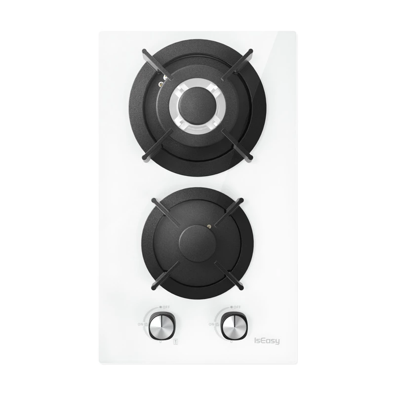Placa de gas ISEASY MGBG-312A, 2 quemadores (blanca)