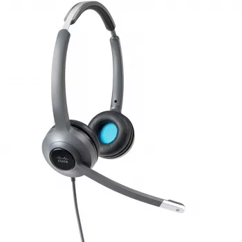 Auriculares On-Ear con cable Cisco 522 — Duales supraaurales, 3,5 mm con adaptador USB-A, antracita