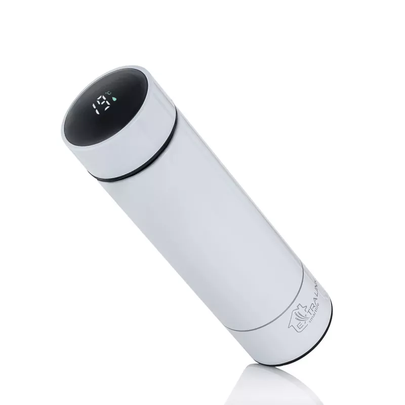 Extralink Smart Travel Mug blanco, taza térmica con indicador de temperatura