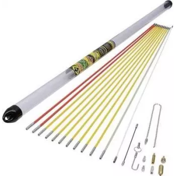 Guías pasacables c.k tools MightyRod PRO T5422 set de 12 m — set de varillas de fibra de vidrio para el tendido de cables en tubos y canales