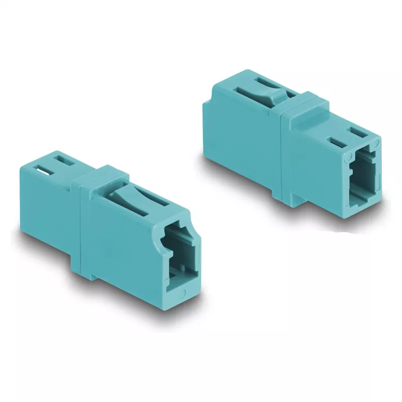 DeLOCK acoplador de fibra óptica LC simplex conector hembra a conector hembra LC simplex OM3 aguamarina