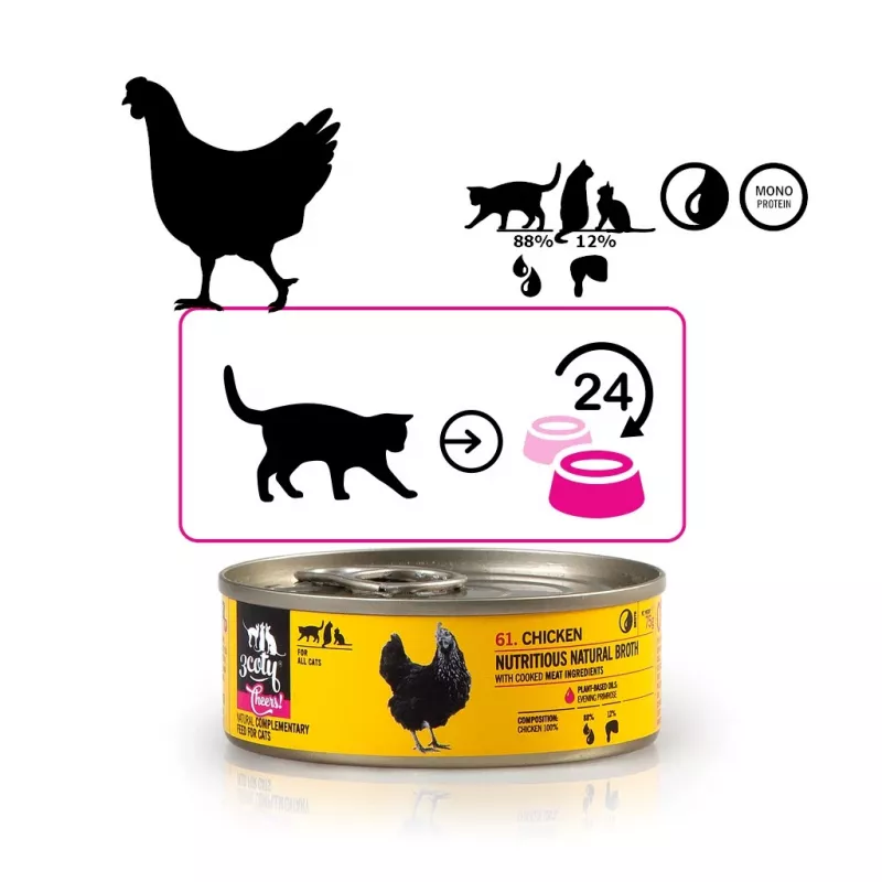 3Coty Chicken Cheers! comida húmeda complementaria para gatos 75 g