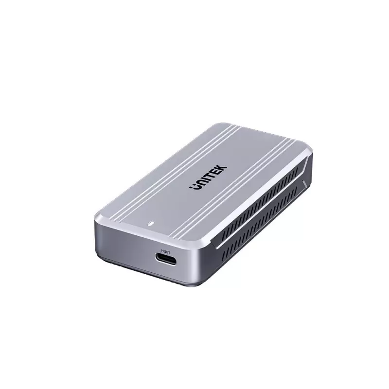 Carcasa para SSD Unitek S1242AGY01-EU USB4 40 Gbit/s, M.2 NVMe, hasta 8 TB, aluminio/plástico, refrigeración activa