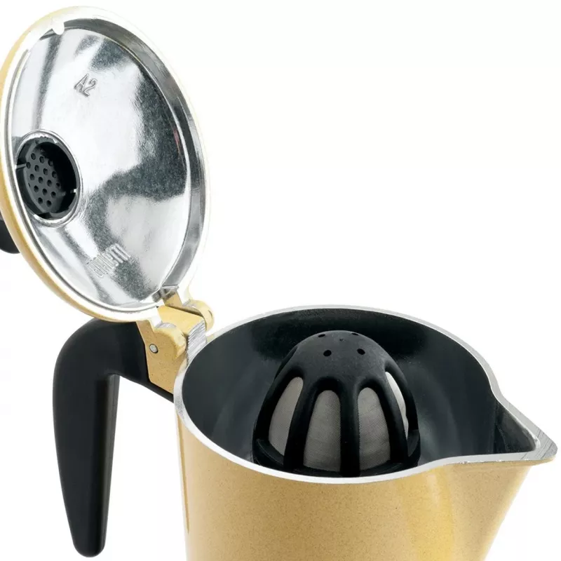 Cafetera Moka Bialetti Orzo Express Negro Amarillo
