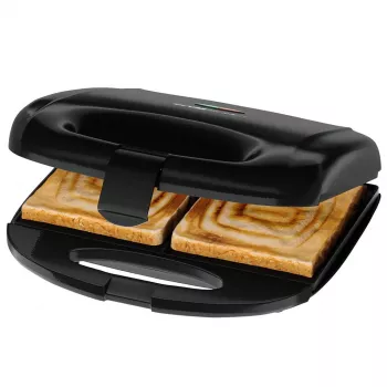 Sandwichera CLATRONIC ST 3814, 820 W, 2 sándwiches, placas antiadherentes, asa fría