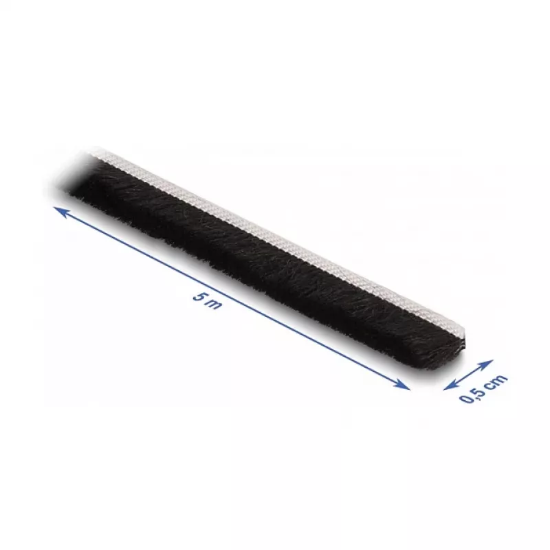 Perfil de cepillo DeLOCK autoadhesivo 5 mm longitud 5 m negro