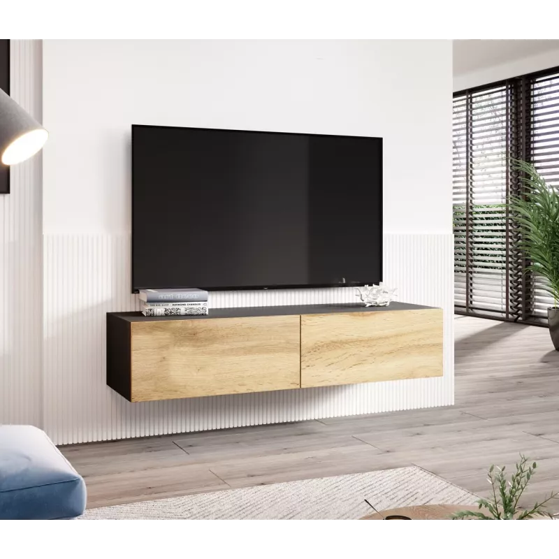 Soporte de TV Cama VIGO 140 30/140/40 negro/roble wotan