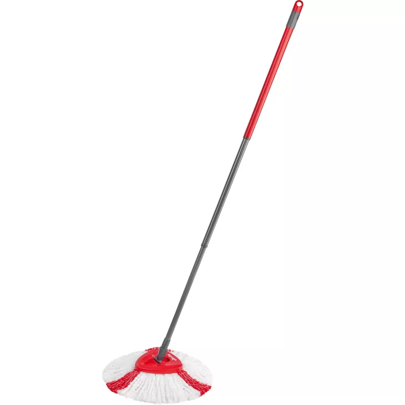 Fregona VILEDA EasyWring & Clean Turbo, cubo de tecnopolímero rojo, funda de microfibra lavable extraíble, para suelos duros