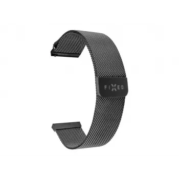 Correa de reloj FIXED Mesh Strap Fixed 20mm Quick Release Negro — malla de acero inoxidable, 20 mm