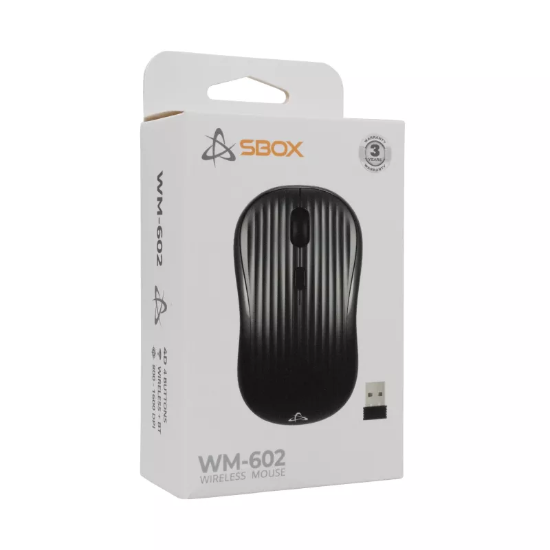 Ratón SBOX WM-602 negro interfaz inalámbrica