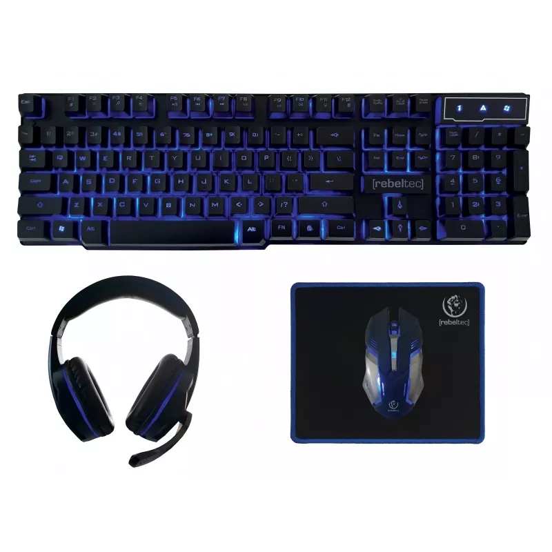 Teclado y ratón Rebeltec SHERMAN Gaming USB QZERTY Inglés Negro