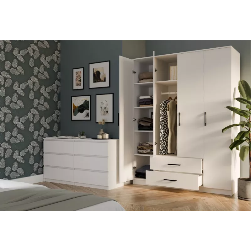 Armario ropero Topeshop ROMANA 160 BIEL KPLB 11 baldas 4 puertas blanco