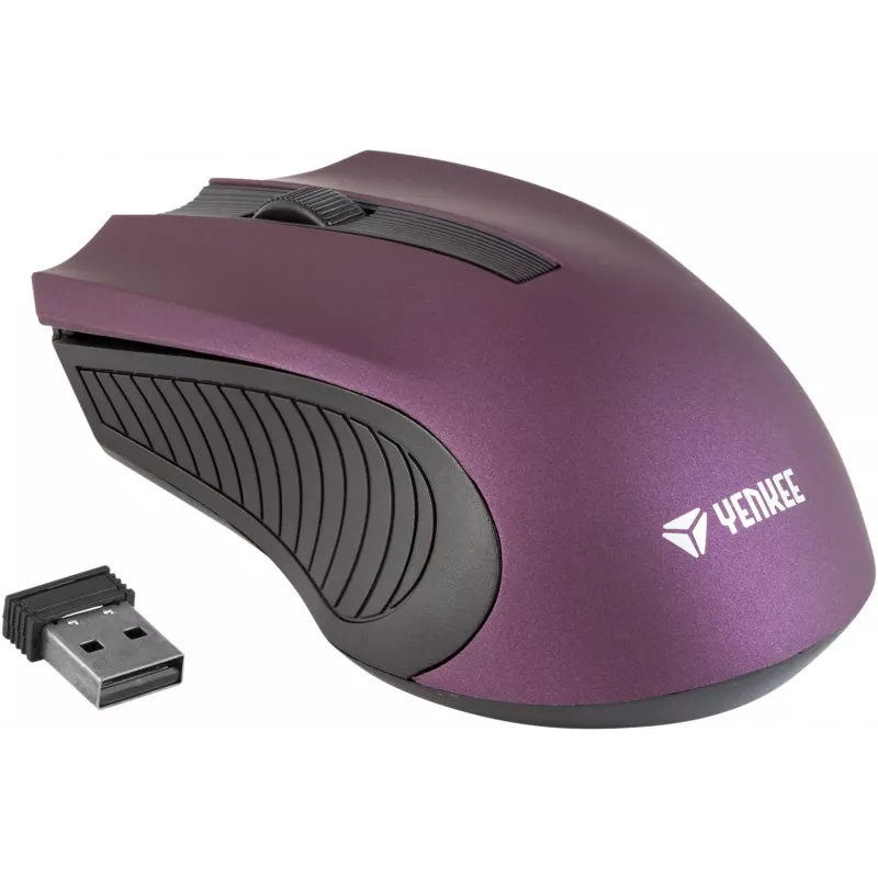 Ratón inalámbrico simétrico óptico de 2,4 GHz, 3 botones, Violeta
