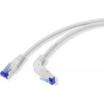 Cable de conexión Renkforce RJ45 RJ45 CAT 6a S/FTP 10,00 m gris acodado 90° hacia abajo (RF-4892538)