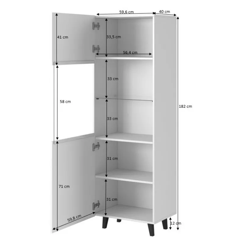 Armario de almacenamiento cama meble PAFOS 60×40×182 cm blanco mate de suelo