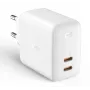 Cargador de pared Aukey PA-B4 2x USB blanco GaN – fuente de alimentación USB compacta con dos puertos USB