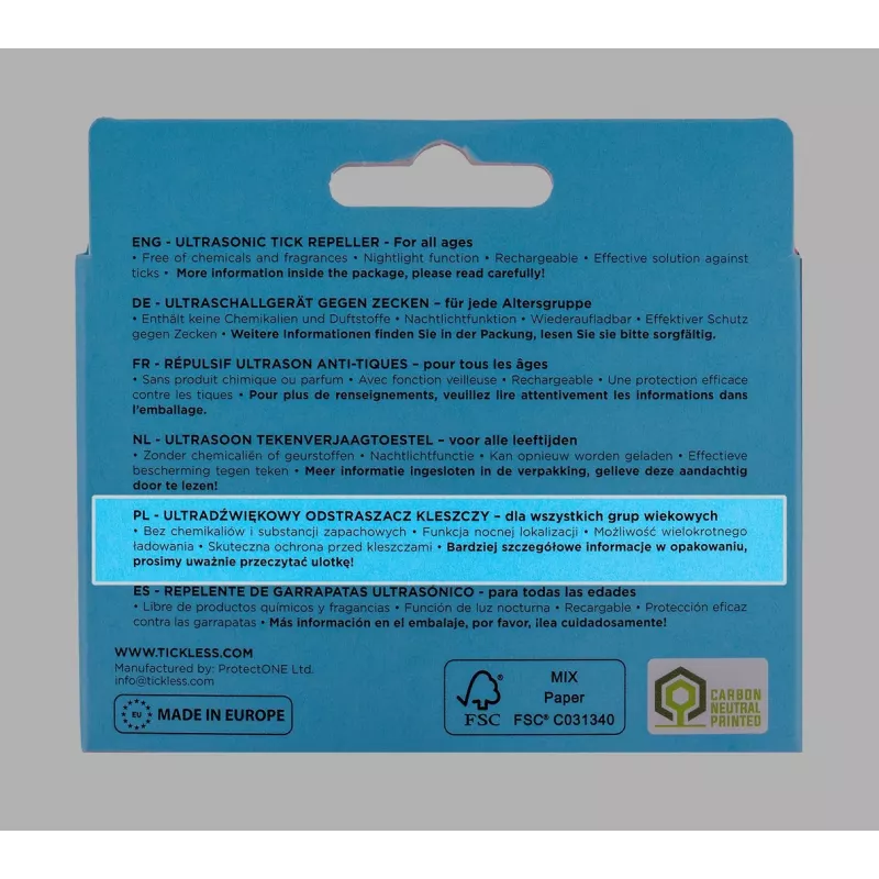 Tickless Run azul repelente de garrapatas para personas