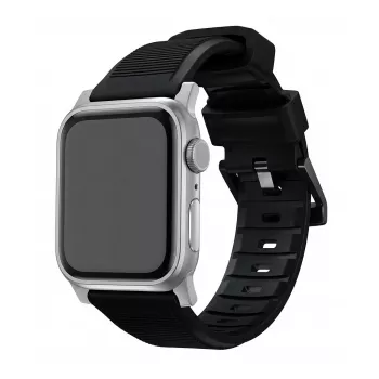Correa para reloj Nomad Rugged Strap negra con conector plateado para 42/44/45/49 mm