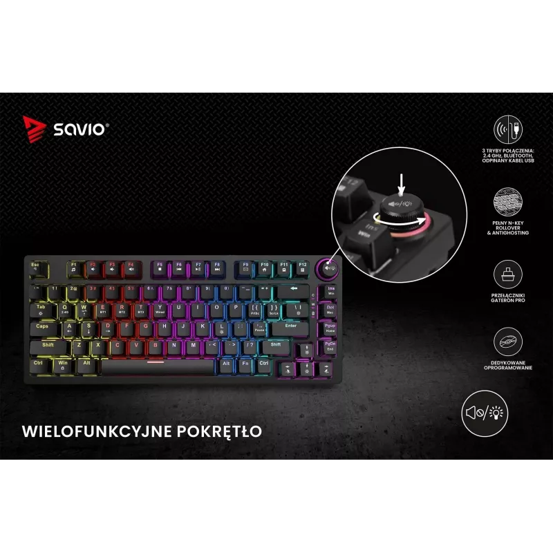 Savio Phenix SAVGK-RED Teclado gaming USB RF Wireless Bluetooth QWERTY