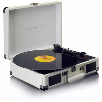 Tocadiscos de transmisión por correa Lenco TT-115CR crema — tocadiscos maleta, grabación USB, Bluetooth 5.0, 33/45/78 rpm