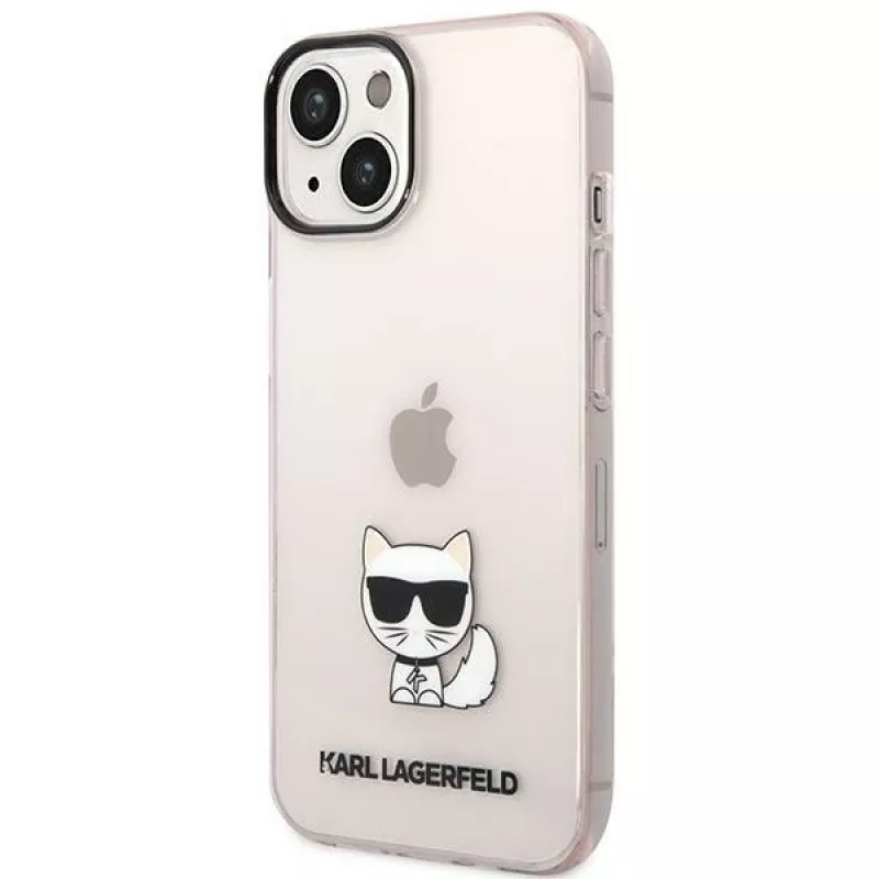 Karl Lagerfeld KLHCP14MCTRI iPhone 14 Plus / 15 Plus 6.7 Carcasa rígida rosa / rosa transparente Choupette Body