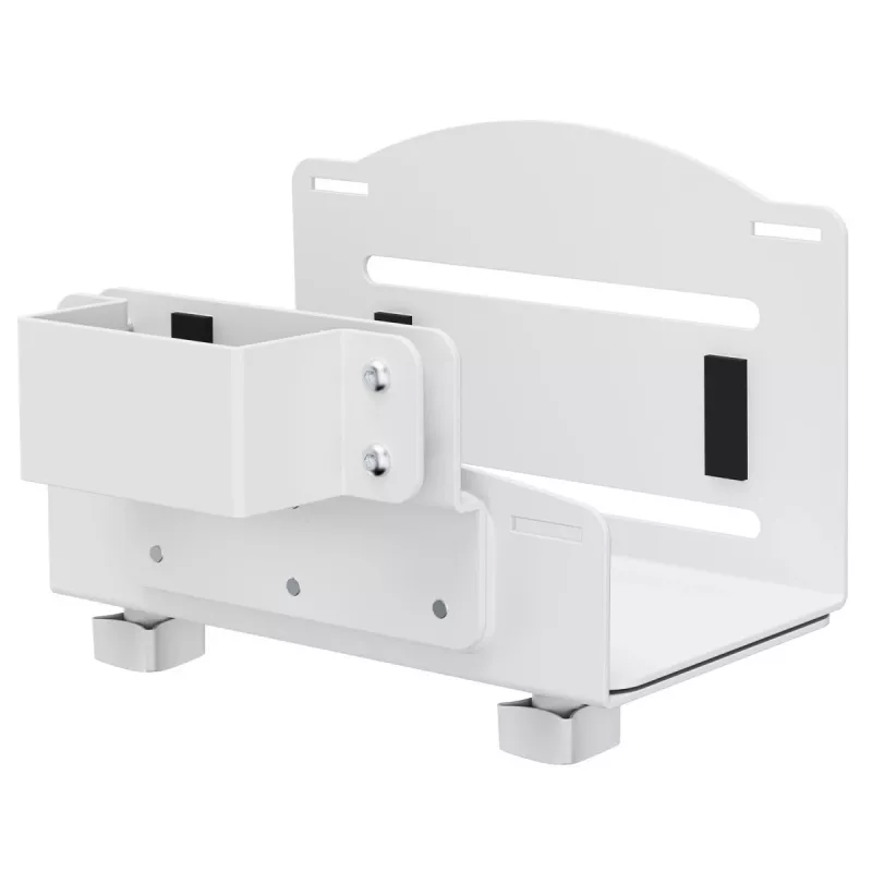 Soporte de CPU MACLEAN MC-116W, diseño ajustable en altura y orientable para montaje bajo escritorio