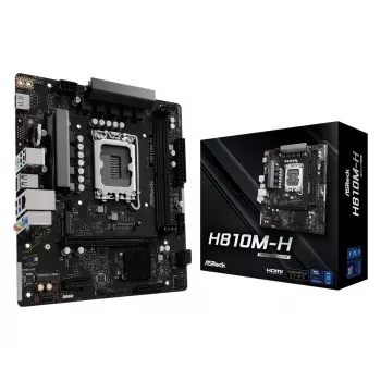 Placa base Micro-ATX ASRock H810M-H — Intel H810, LGA 1851 (Socket V1), 2x DIMM DDR5, hasta 128 GB, M.2 y SATA III