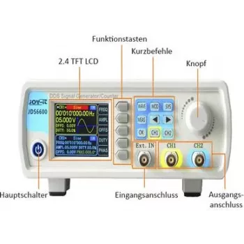 Generador de funciones Joy-it JDS6600-LITE alimentado por red 15 MHz - 0,01 µHz 2 canales triangular, rectangular, señal, senoidal, curva de Lorentz, arbitraria, pulso, ruido (JDS6600-LITE)