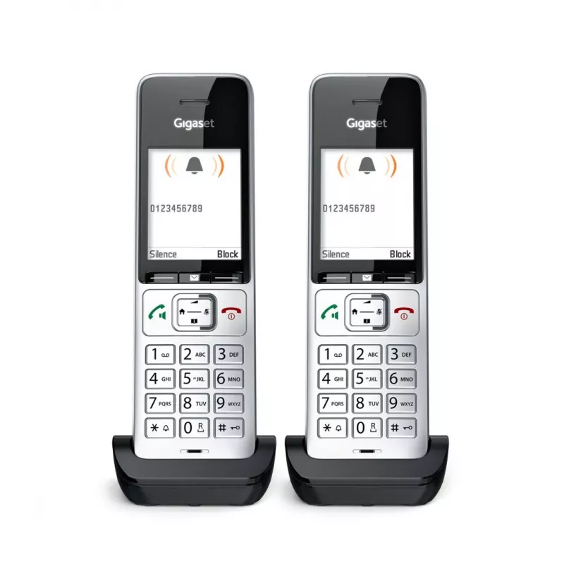 Teléfono analógico/DECT Gigaset COMFORT 500HX duo con identificación de llamadas negro, plata
